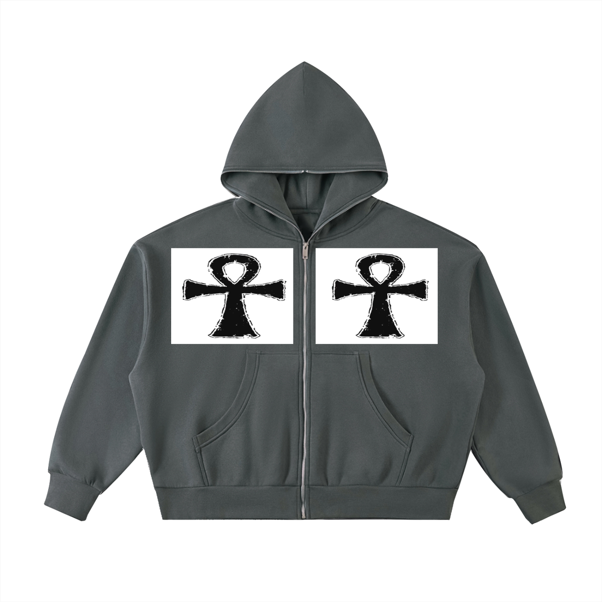 Ankh Full-Zip Boxy Hoodie