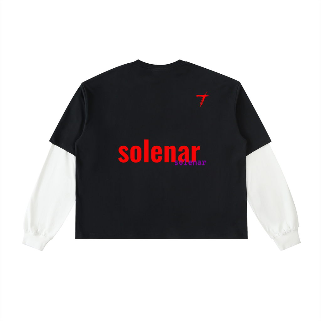 Ankh Layered Contrast Sleeve Cotton T-Shirt
