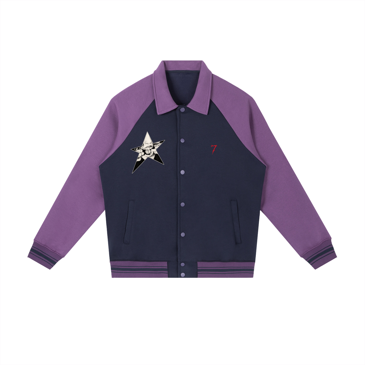 Contrast Raglan Sleeve Baseball Jacket