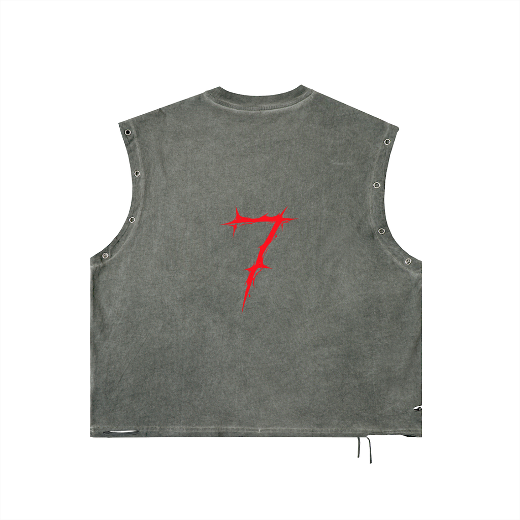Distressed Grommet Eyelet Tank Top