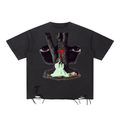 2 eyes Washed Raw-Hem T-Shirt