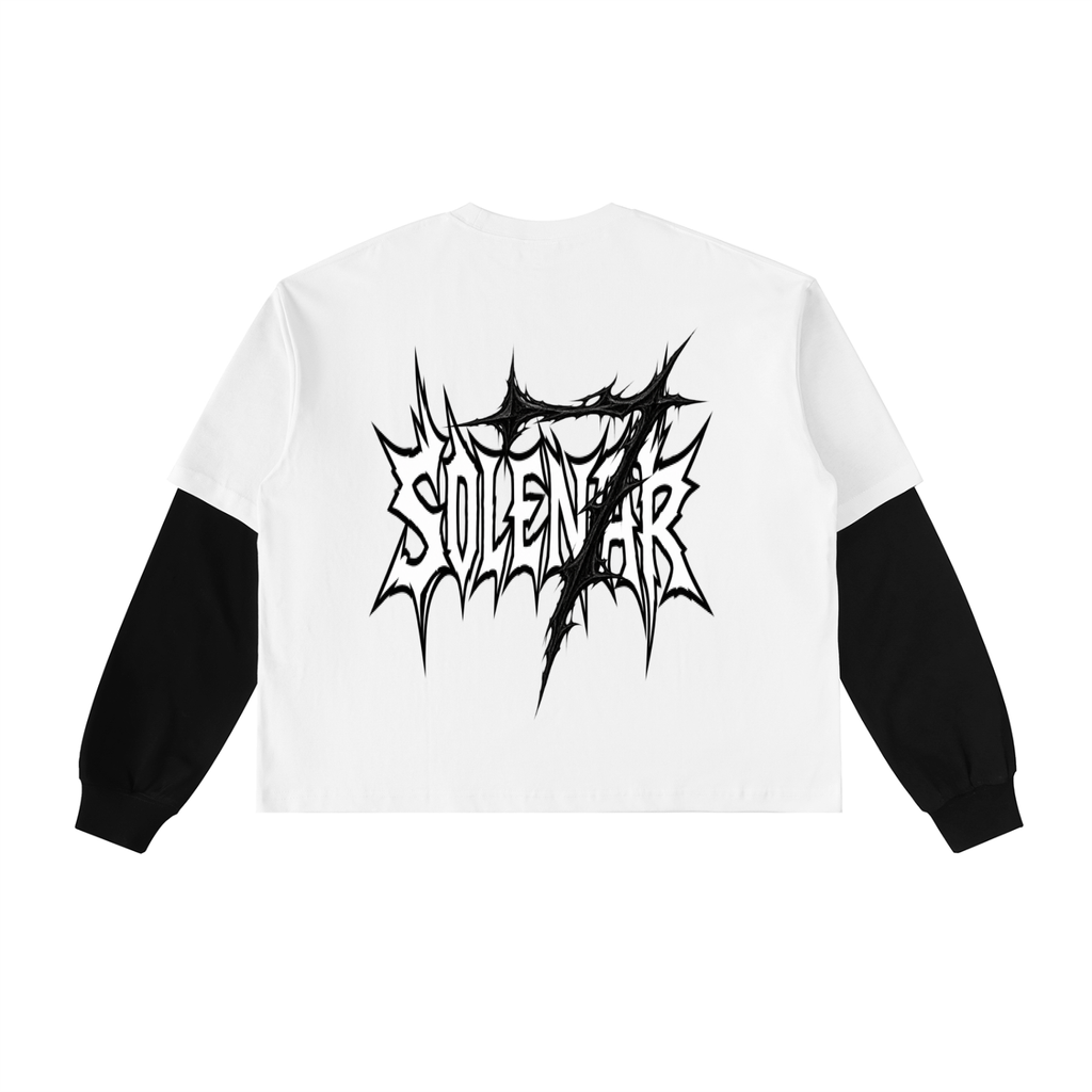 Layered Contrast Sleeve Cotton T-Shirt