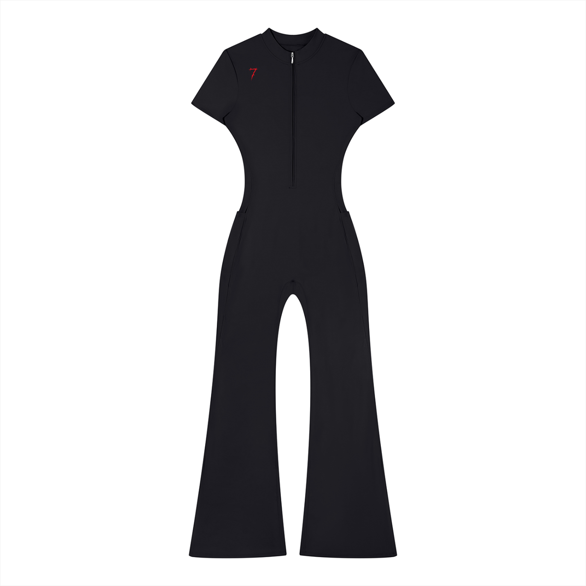 Women’s Tight Flared Leg Quarter-Zip Jumpsuit