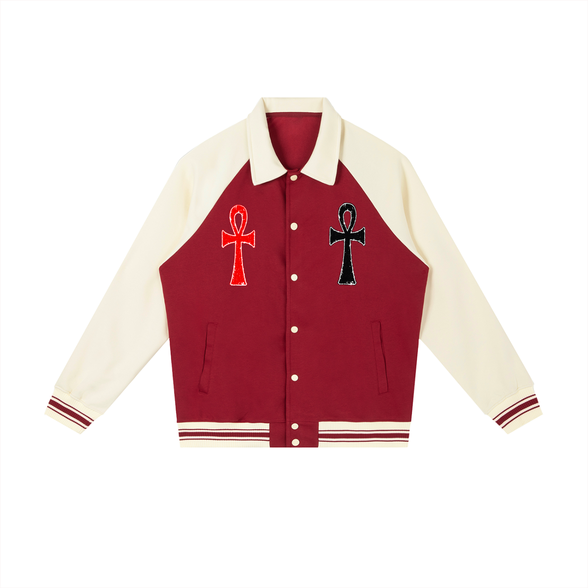 Contrast Raglan Sleeve Baseball Jacket