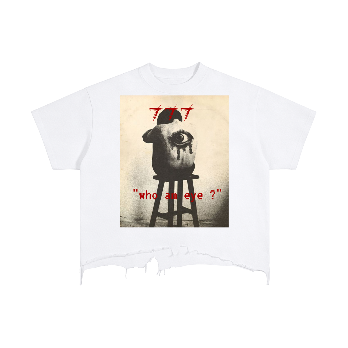 who am eye Distressed Hem T-Shirt