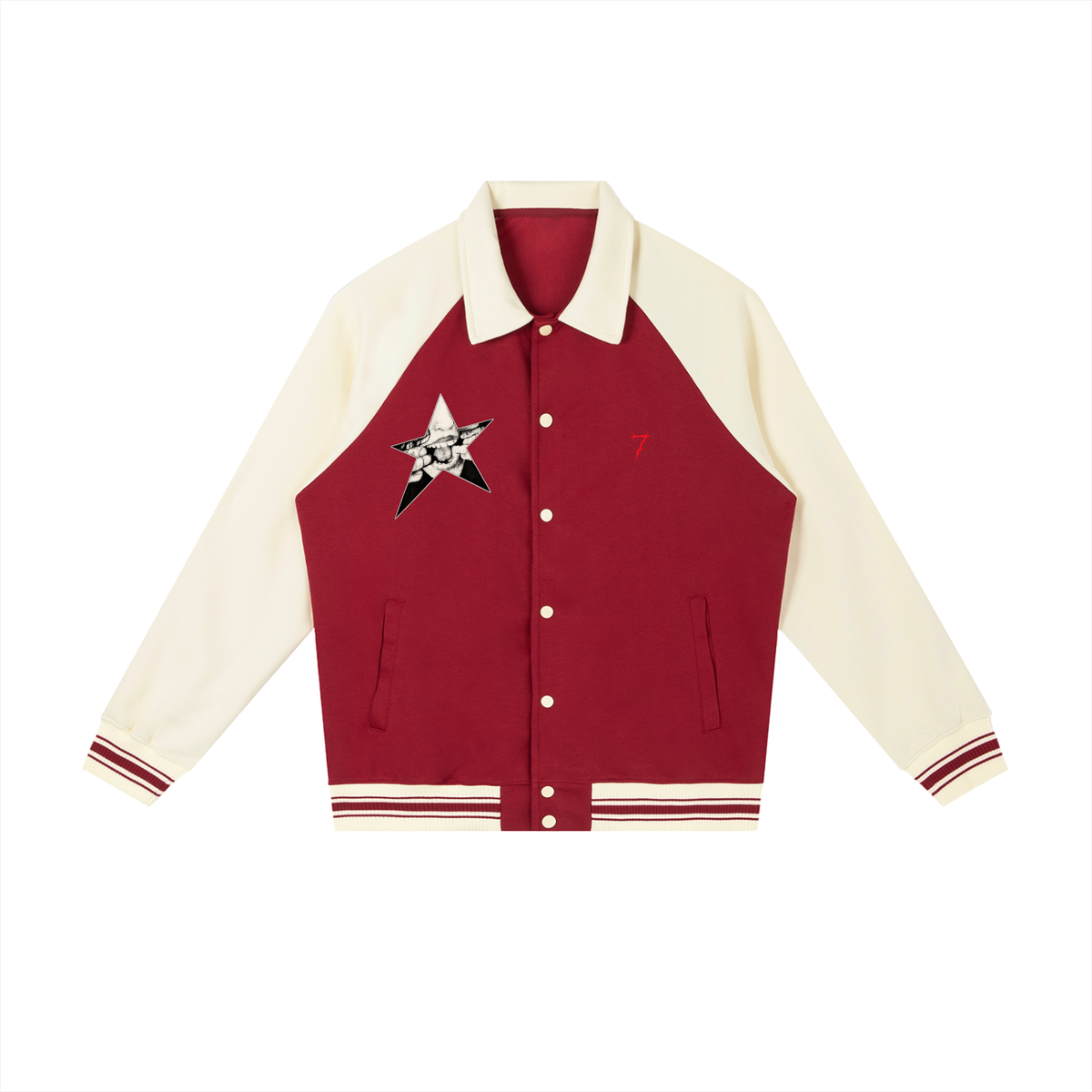 Contrast Raglan Sleeve Baseball Jacket