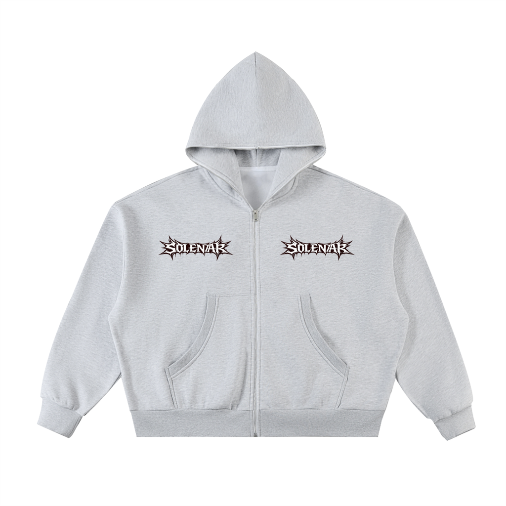 Fleeced Full-Zip Boxy Hoodie