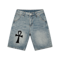 Ankh Men's Vintage Wash Denim Shorts