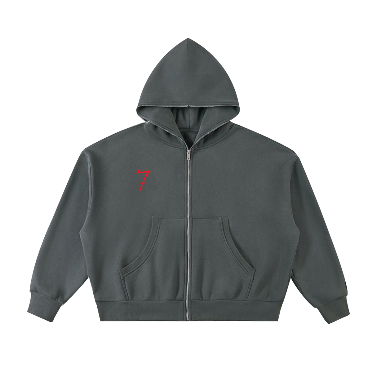 7 Fleeced Full-Zip Boxy Hoodie