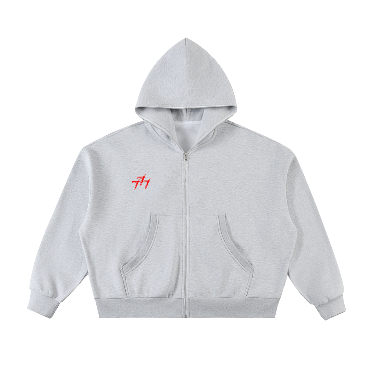 Triple 7 Fleeced Full-Zip Boxy Hoodie