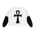 Ankh Layered Contrast Sleeve Cotton T-Shirt
