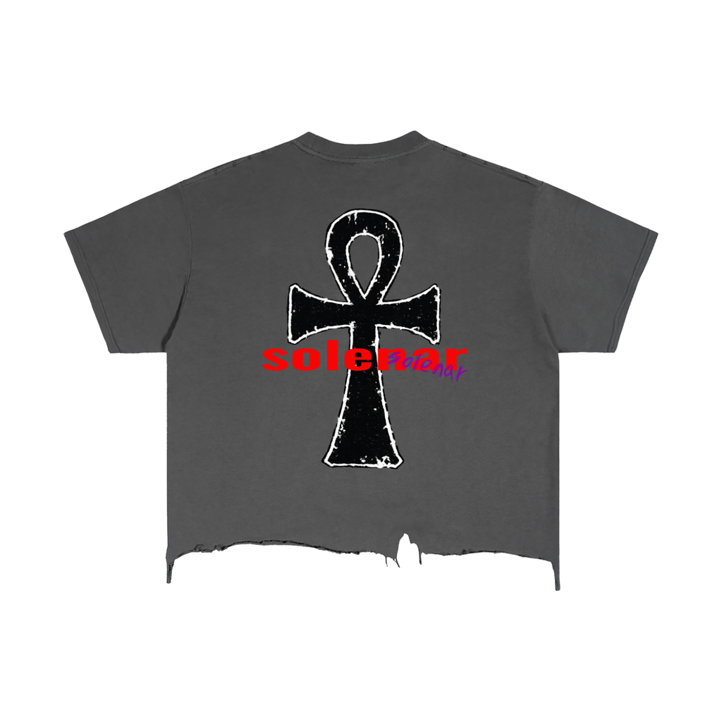 2 eyes Vintage Wash Boxy Distressed Hem T-Shirt