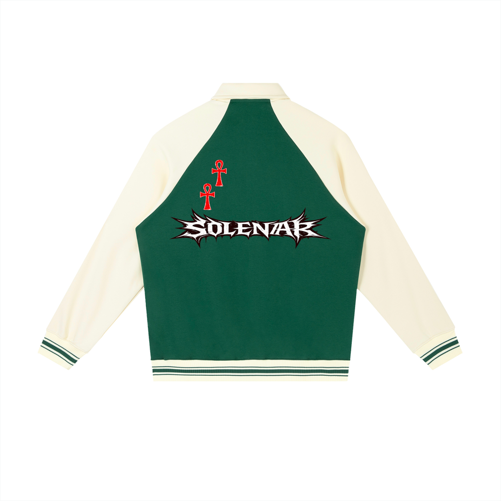 Contrast Raglan Sleeve Baseball Jacket