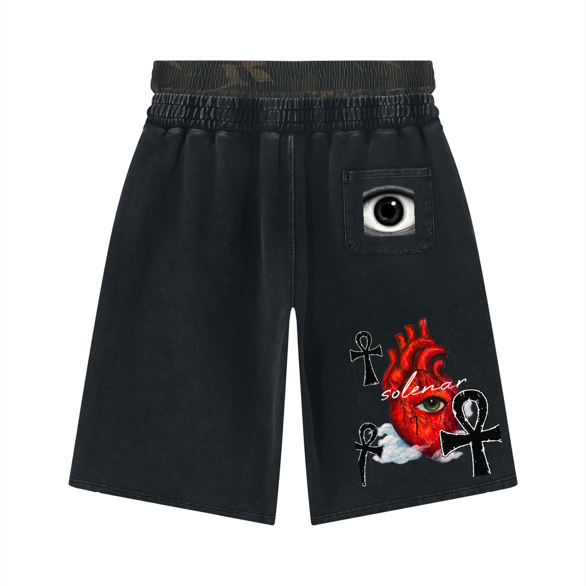 Unisex Vintage Wash Distressed Wide Leg Shorts