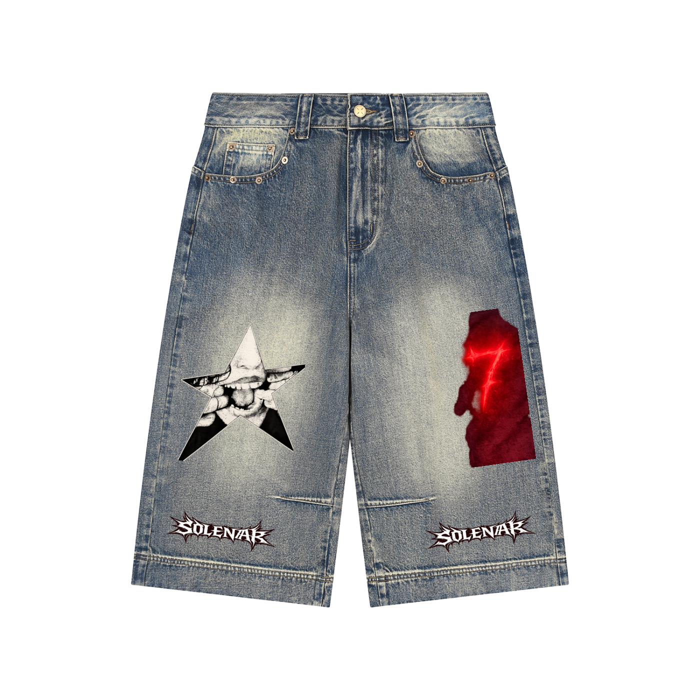 Vintage Wash Baggy Denim Shorts