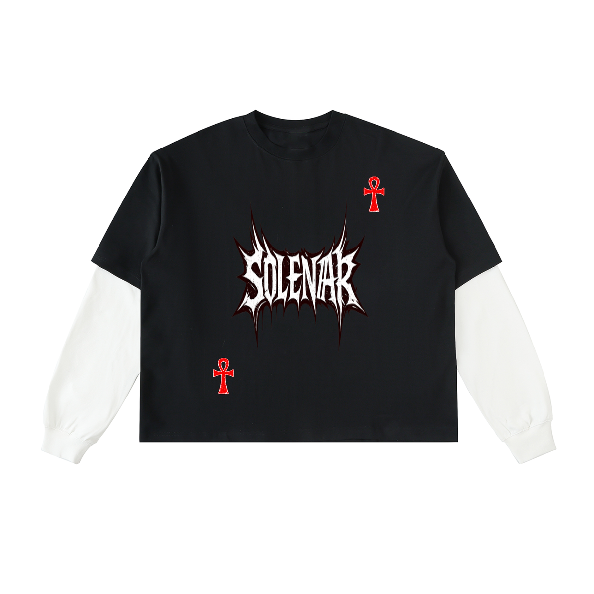 Layered Contrast Sleeve Cotton T-Shirt